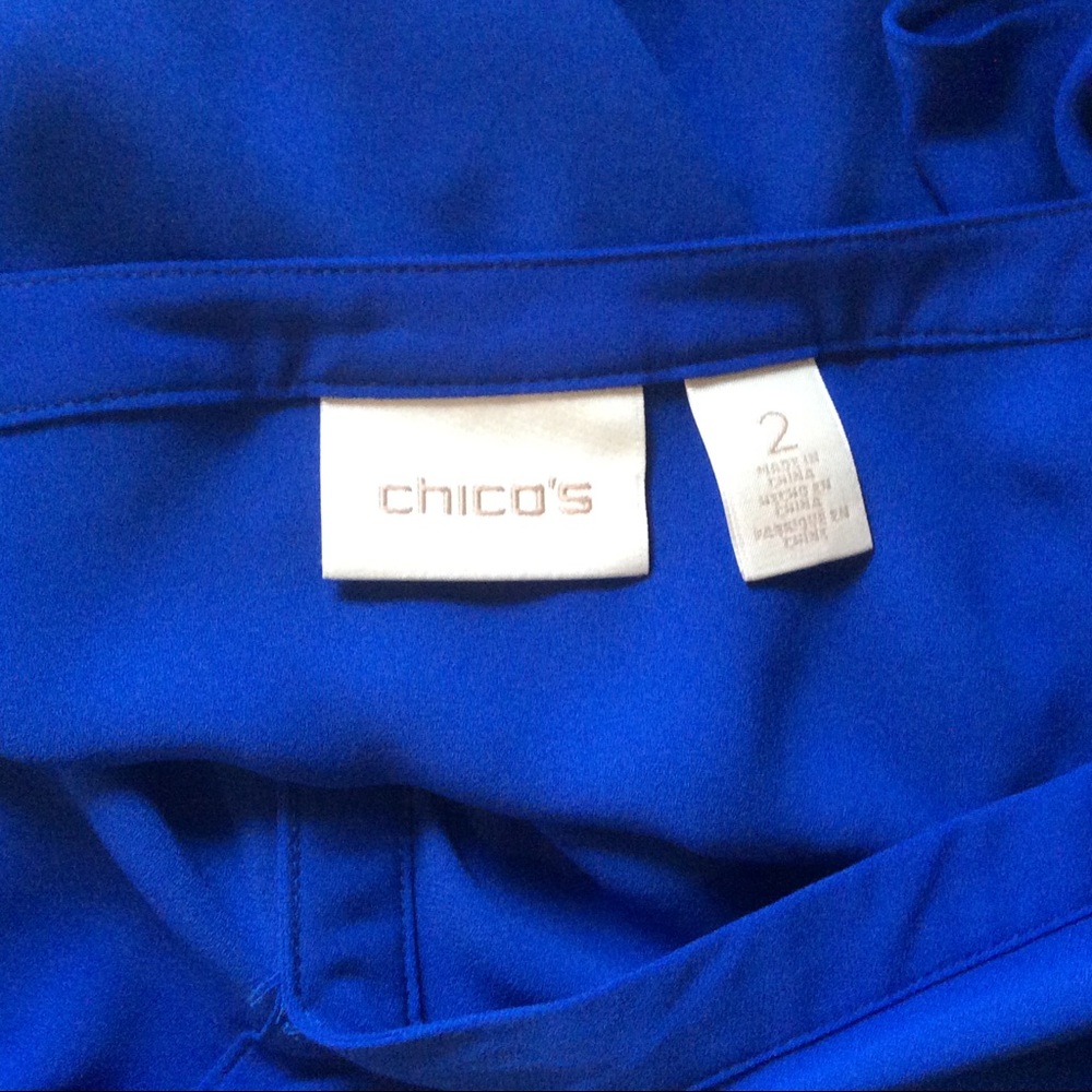 Chico’s Blue Ruffle Blouse Size 2 - Picture 3 of 4